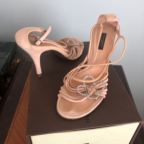 Louis Vuitton Suede Peach Sandals w/Flower,s38 1/2 - Picture 6 of 16